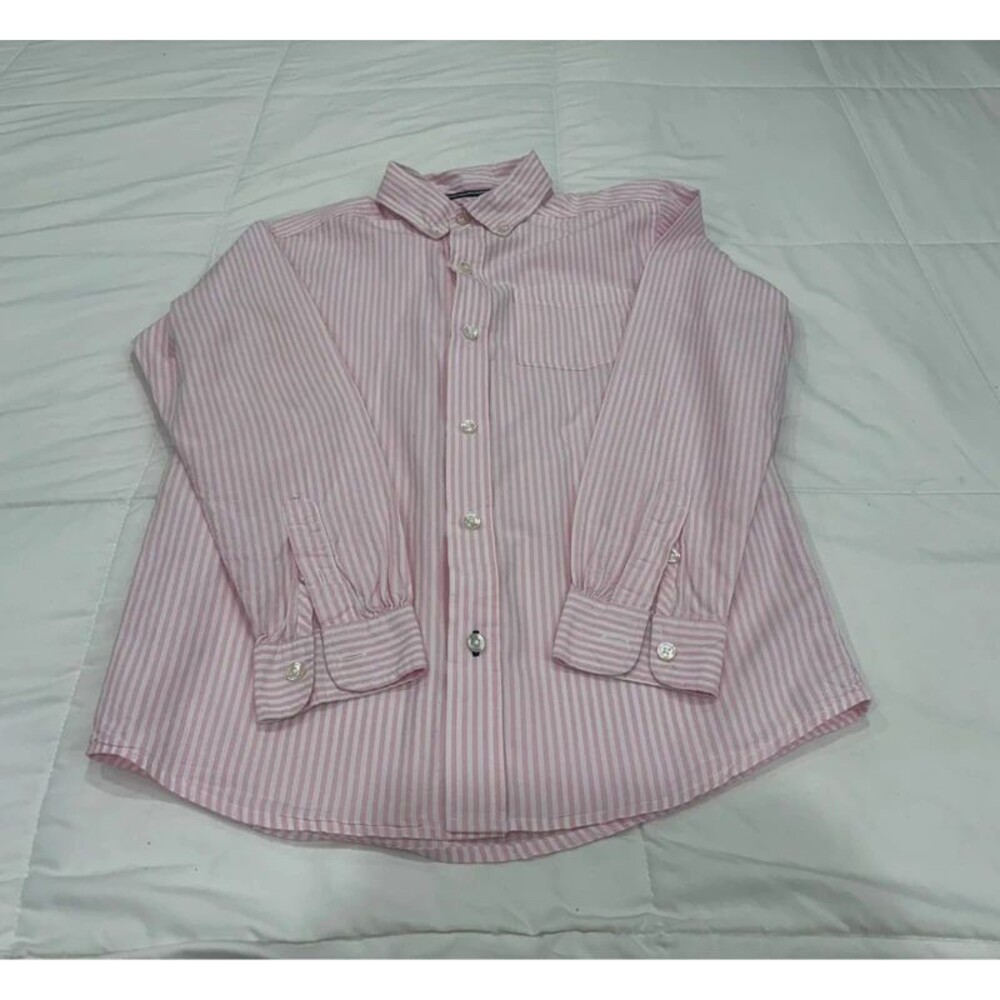 Boy’s Children Place Large Pink and White Stripes Long Sleeve Dress Shirt